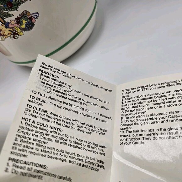 Christmas Holiday Coffee Carafe 1 L Vintage Nikko Box Thermal Vacuum Christmas - Picture 9 of 9